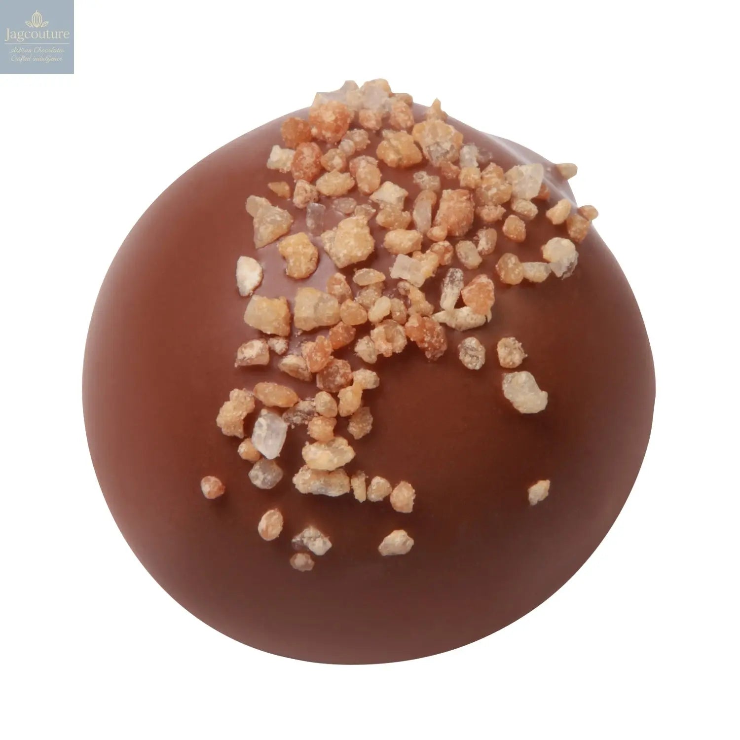 Britta - milk chocolate with crème brûlée flavoured white ganache 15.2g - Jag Couture Chocolates