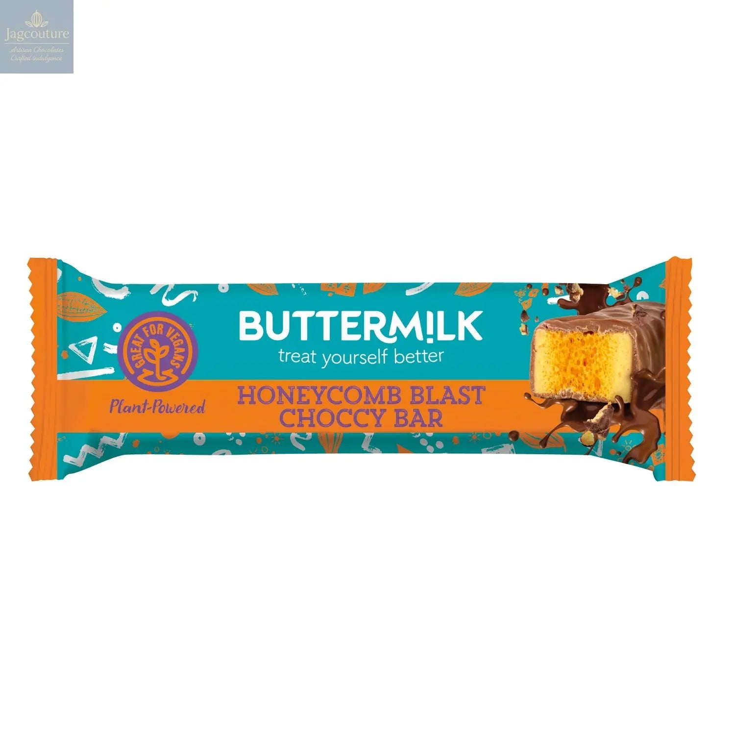 Buttermilk honeycomb bar enrobed in plant based chocolate Jag Couture Chocolates