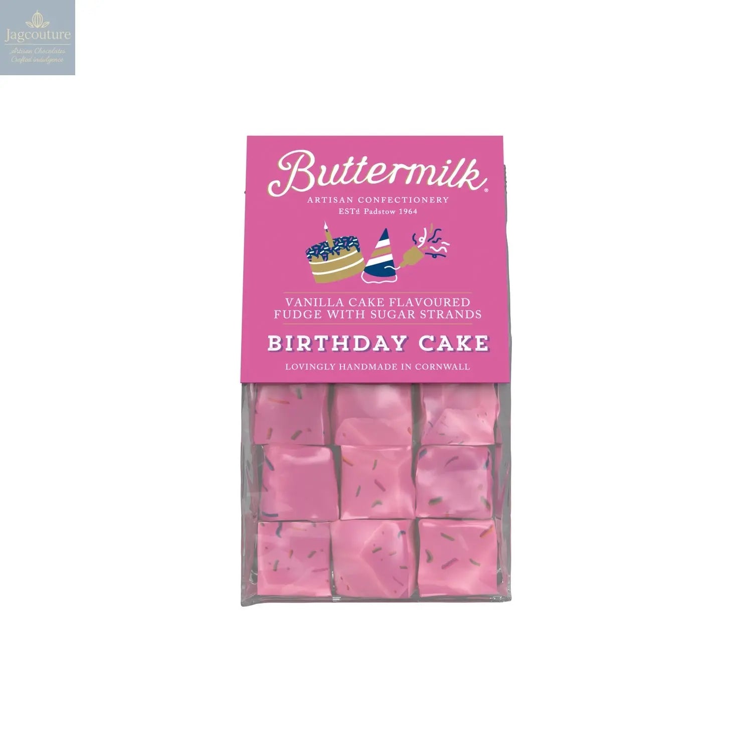 Buttermilk smooth birthday cake fudge in grab bag Jag Couture Chocolates