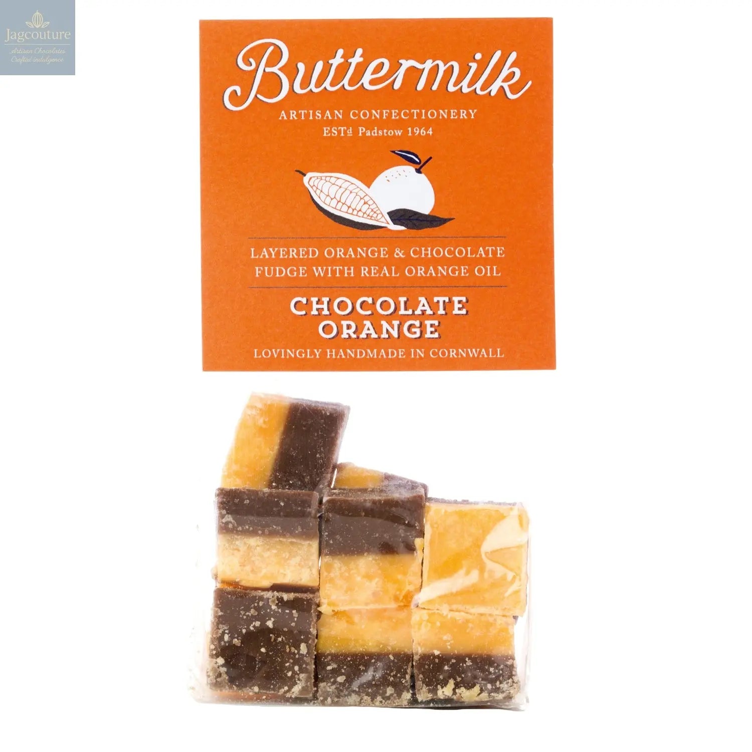 Buttermilk smooth chocolate orange fudge in grab bag Jag Couture Chocolates