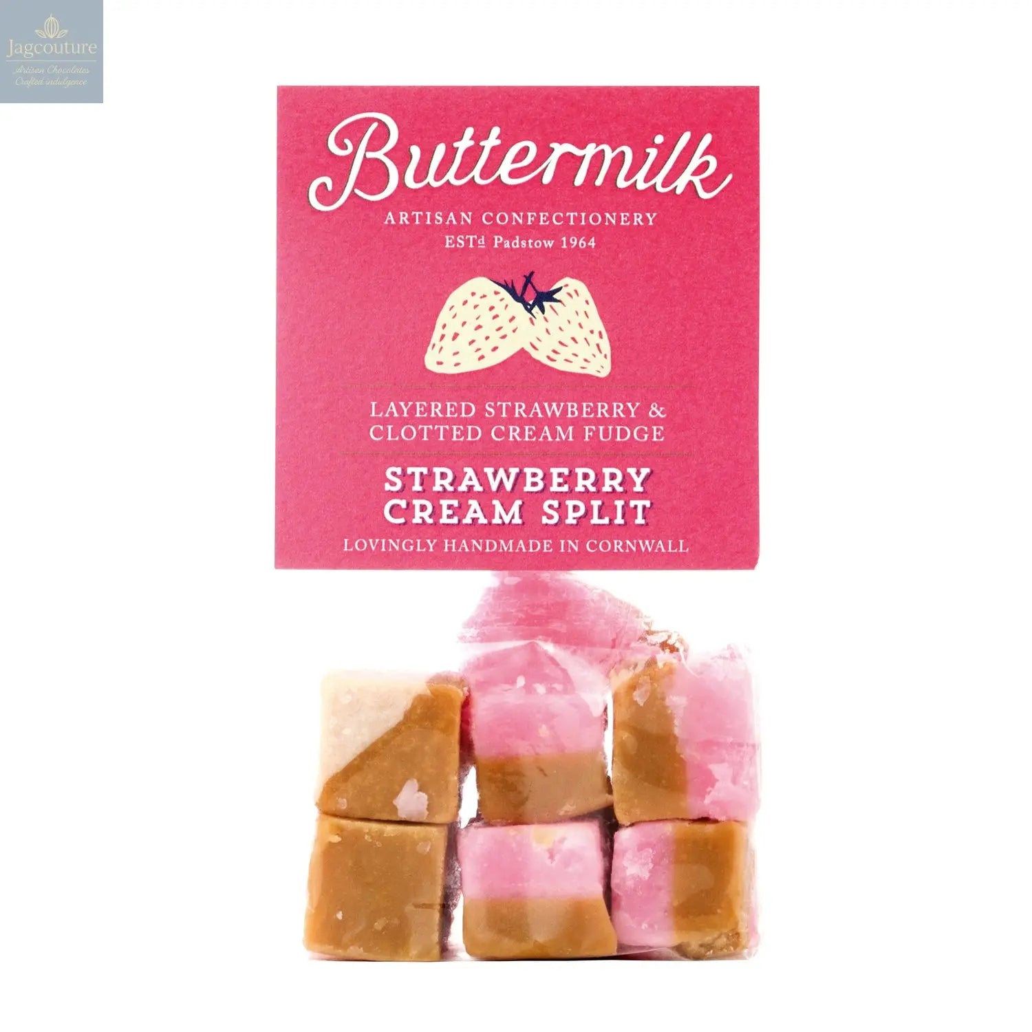 Buttermilk smooth strawberry fudge in grab bag Jag Couture Chocolates