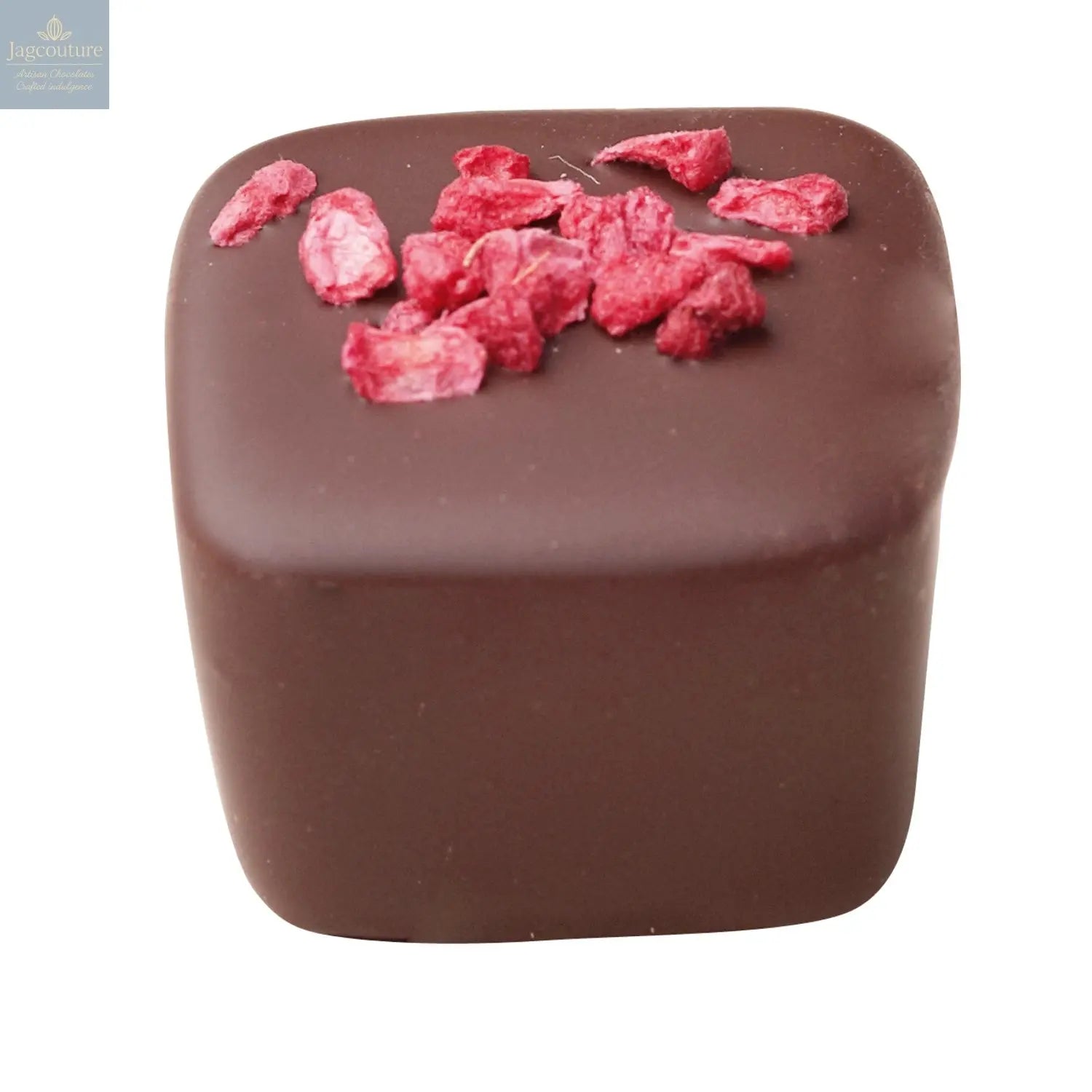 Casanova - raspberry caramel ganache in dark chocolate 18.6g - Jag Couture Chocolates