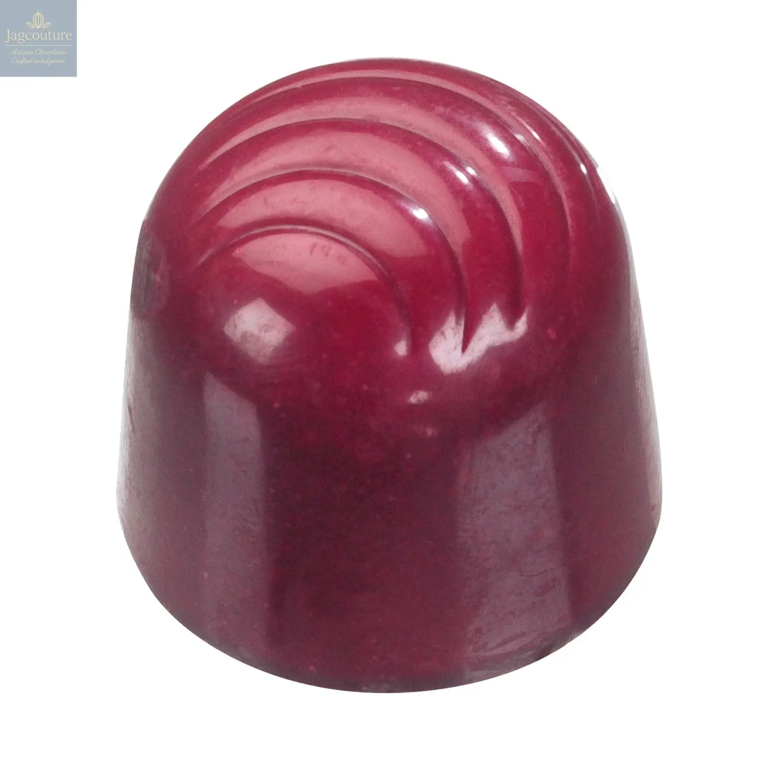 Cranberry Bombe - real cranberries with a spiced chocolate ganache inside a red chocolate dome 21g - Jag Couture Chocolates