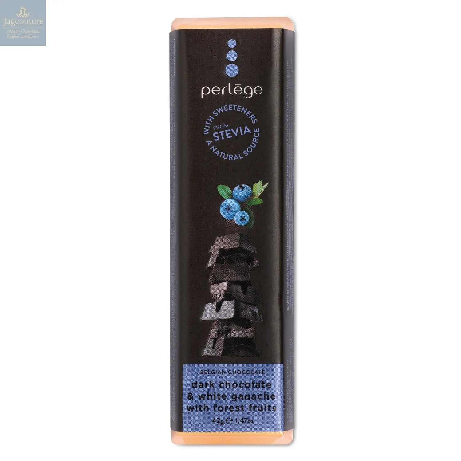 Dark chocolate bar with white forest fruit ganache Jag Couture Chocolates