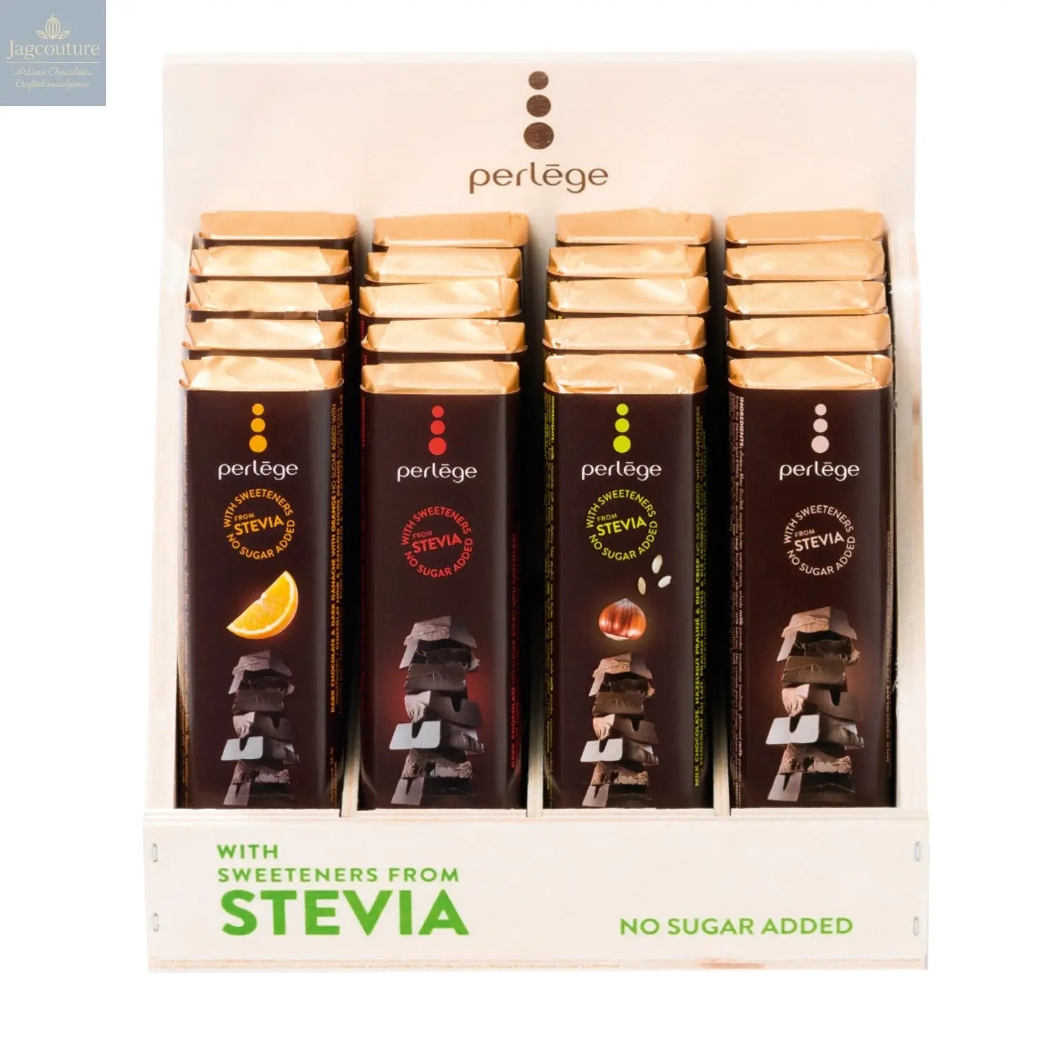 Empty wooden display for 42g bars (fits 4 x 5 bars) Jag Couture Chocolates