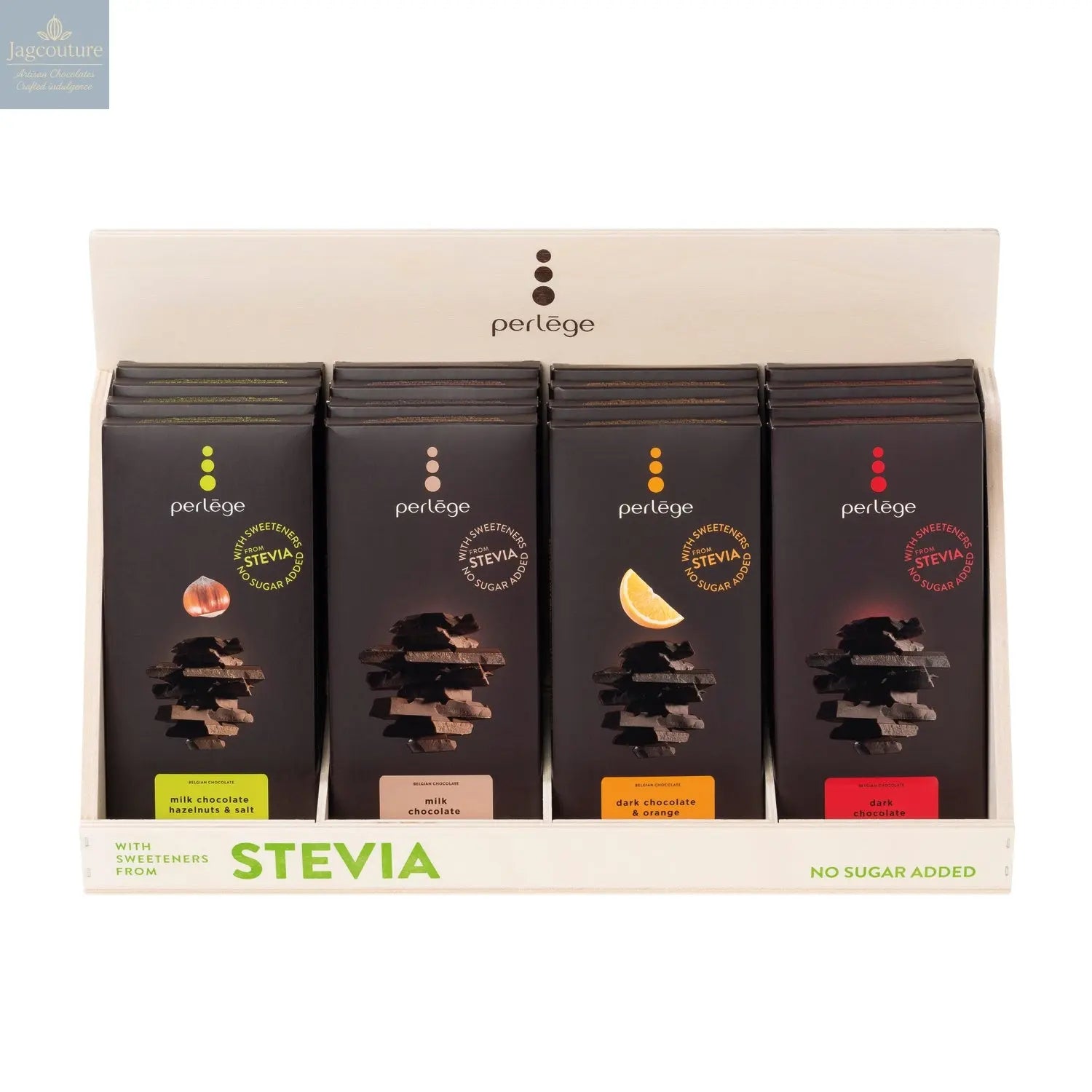 Empty wooden display for 85g bars (fits 4 x 6 bars) Jag Couture Chocolates