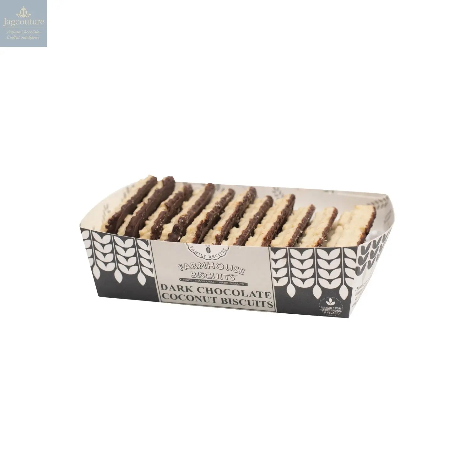 Farmhouse dark chocolate coconut biscuits in tray - VAT FREE Jag Couture Chocolates