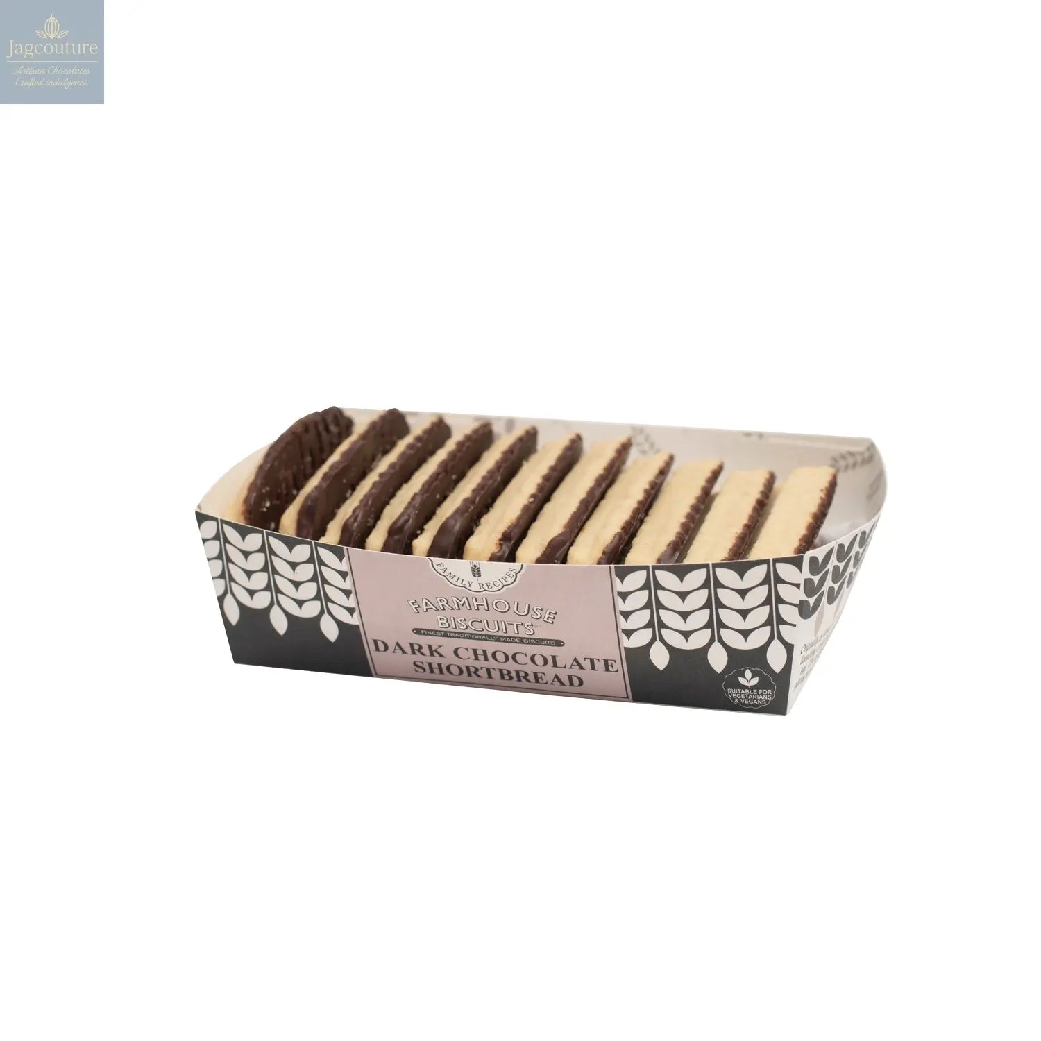 Farmhouse dark chocolate shortbread biscuits in tray - VAT FREE Jag Couture Chocolates