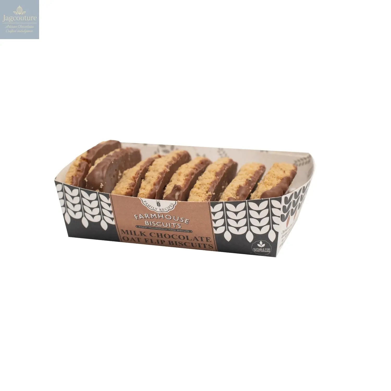 Farmhouse milk chocolate oat flip biscuits in tray - VAT FREE Jag Couture Chocolates