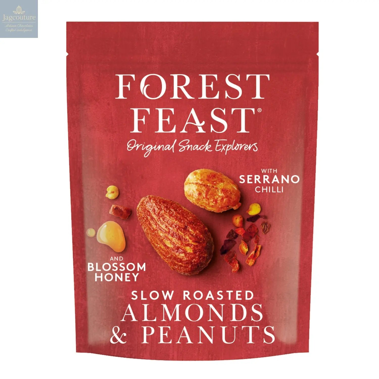 Forest Feast Serrano chilli honey peanuts and almonds in pouch Jag Couture Chocolates