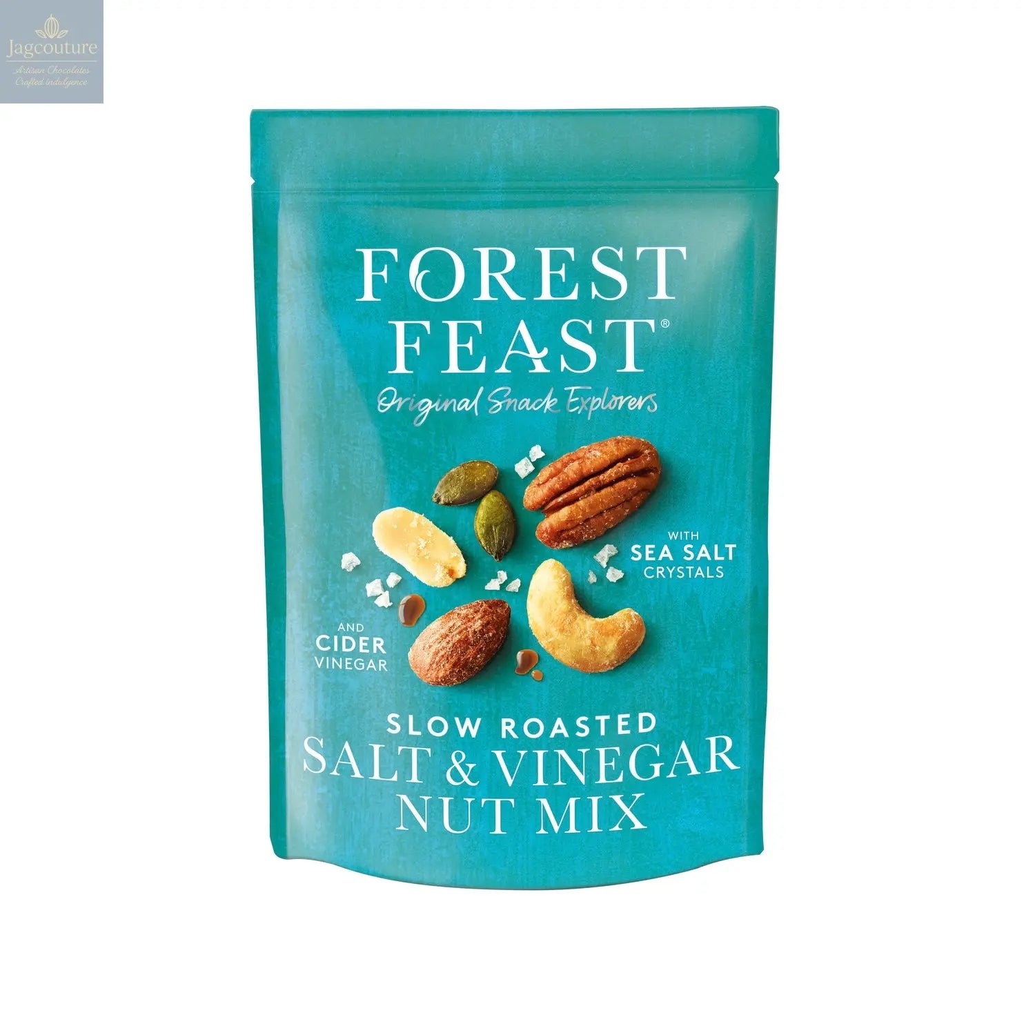 Forest Feast slow roasted nut mix with sea salt and cider vinegar in pouch Jag Couture Chocolates