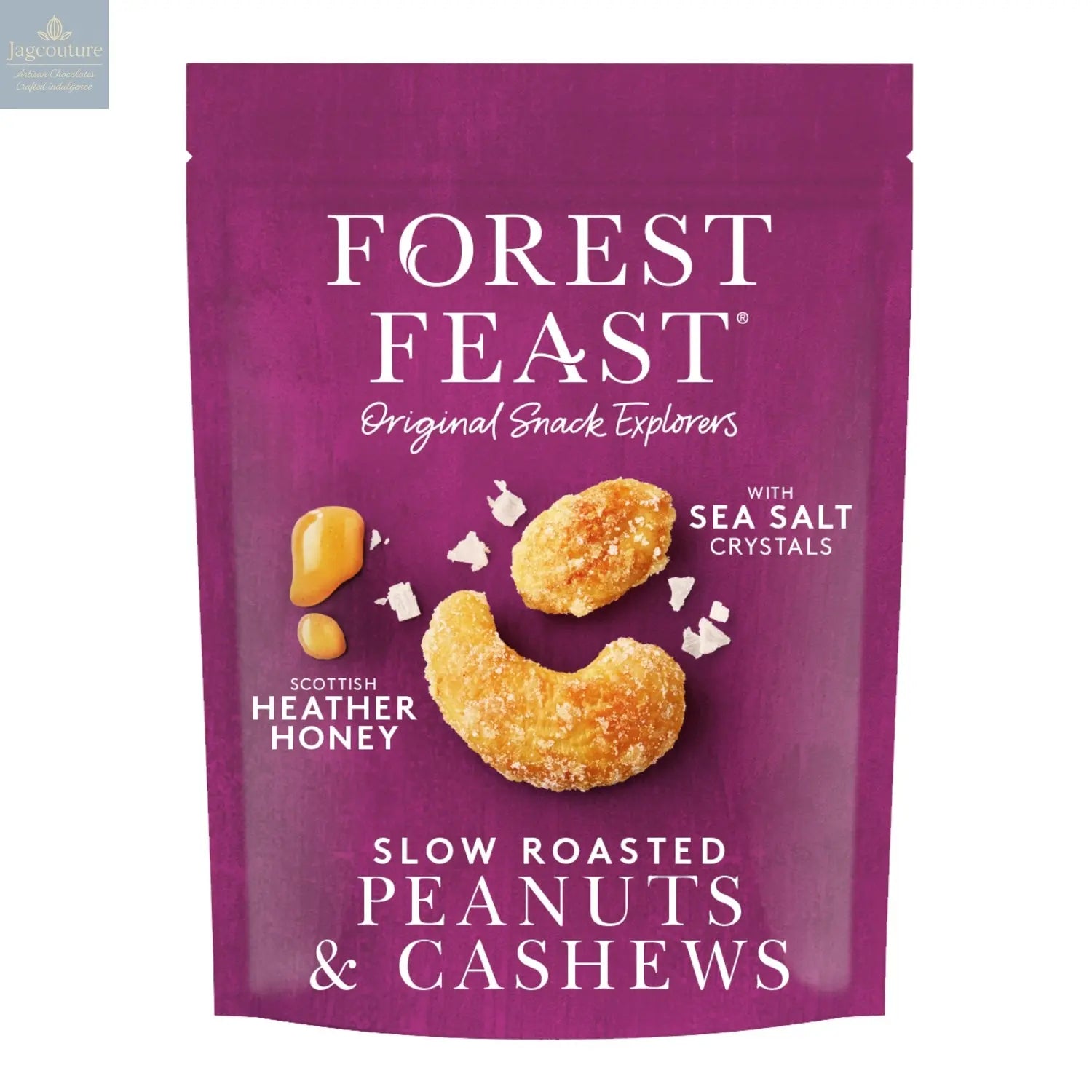 Forest Feast slow roasted peanuts & cashews with sea salt and honey in pouch Jag Couture Chocolates