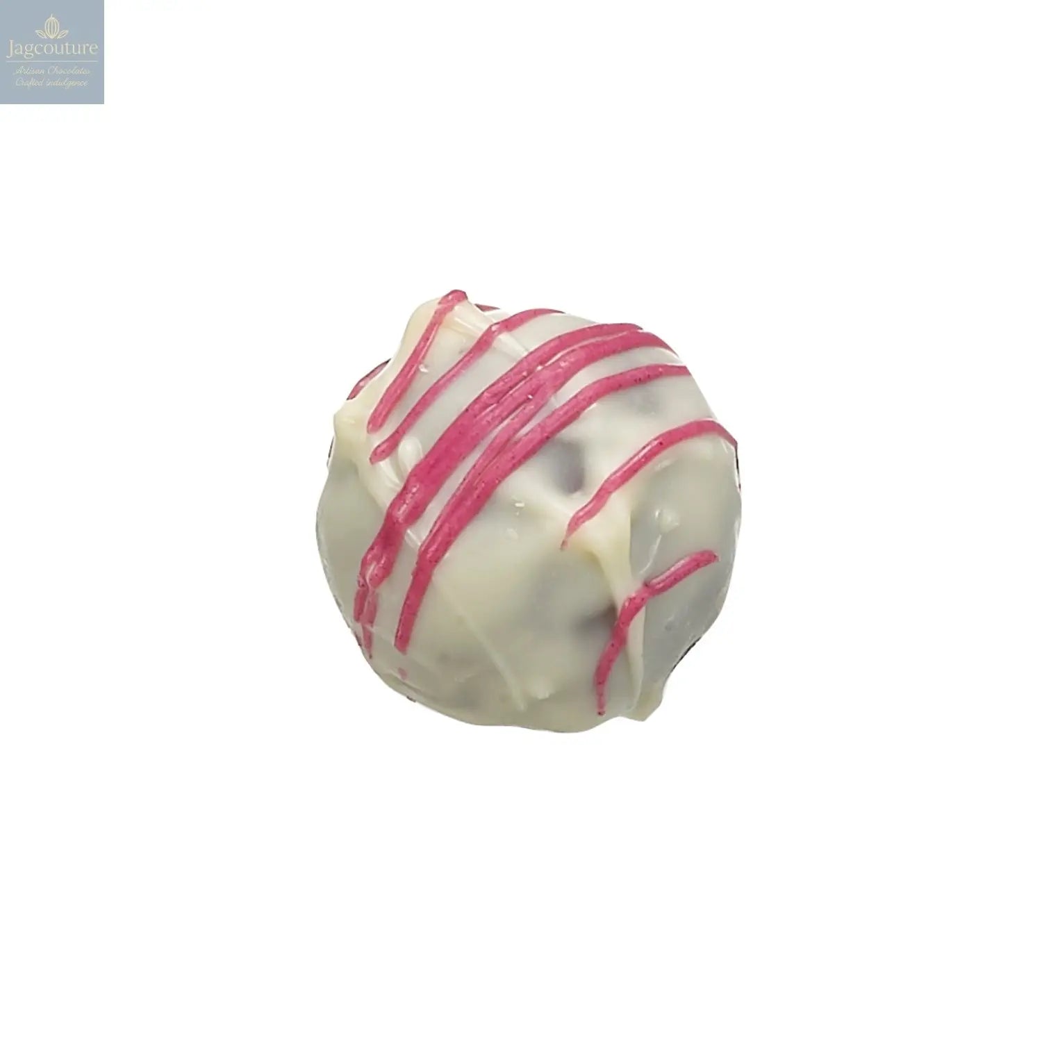 Gin and rose truffle - enrobed in white chocolate 13g - Jag Couture Chocolates