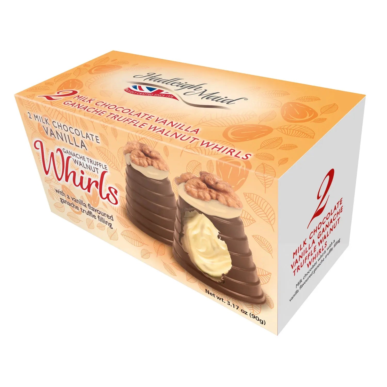 Milk chocolate vanilla ganache walnut whirls twin pack Jag Couture Chocolates