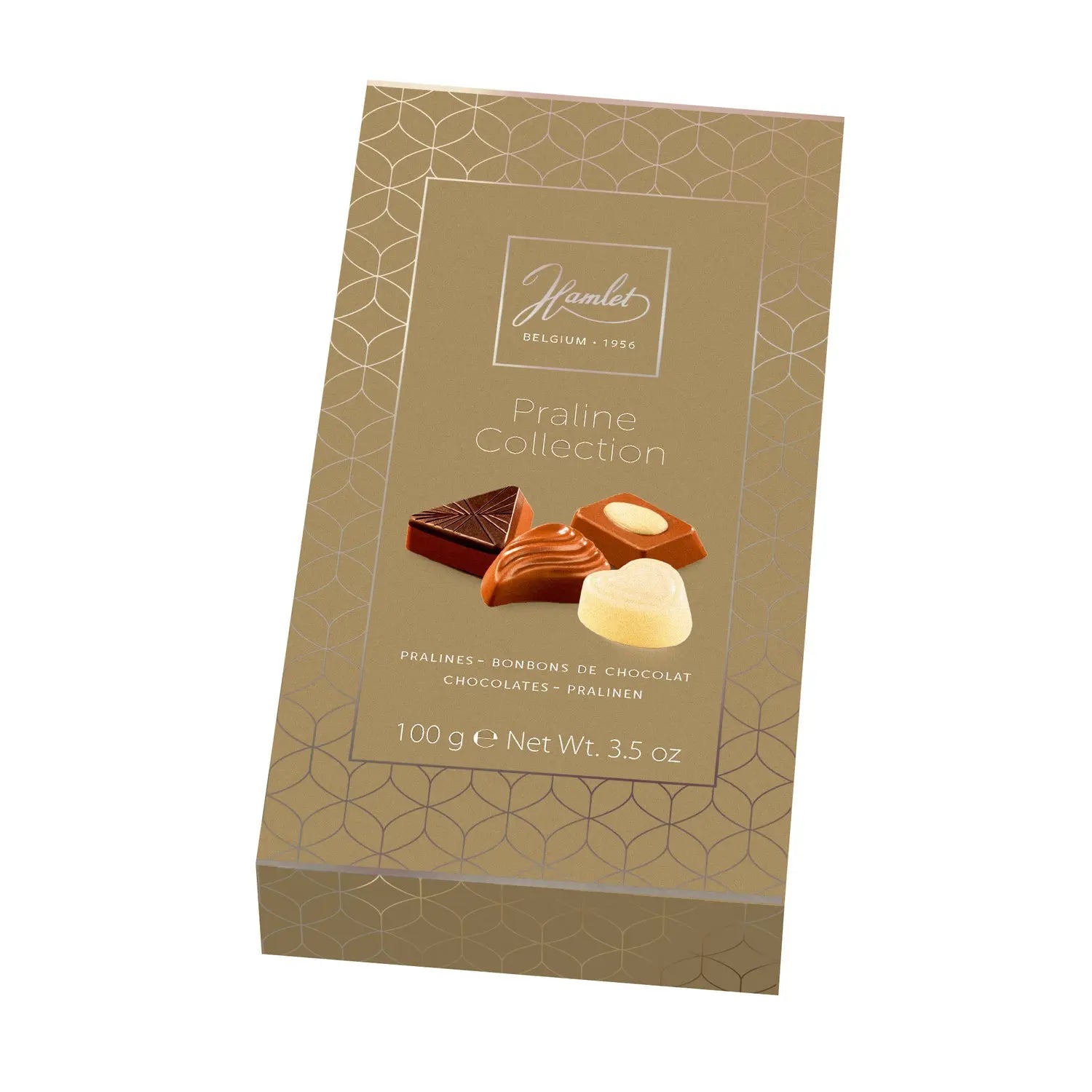 Hamlet Praline Collection gold box of assorted chocolates Jag Couture Chocolates