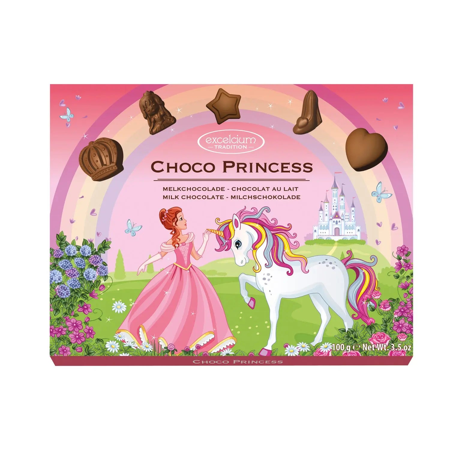 Excelcium solid milk chocolate Princess pieces in carton Jag Couture Chocolates
