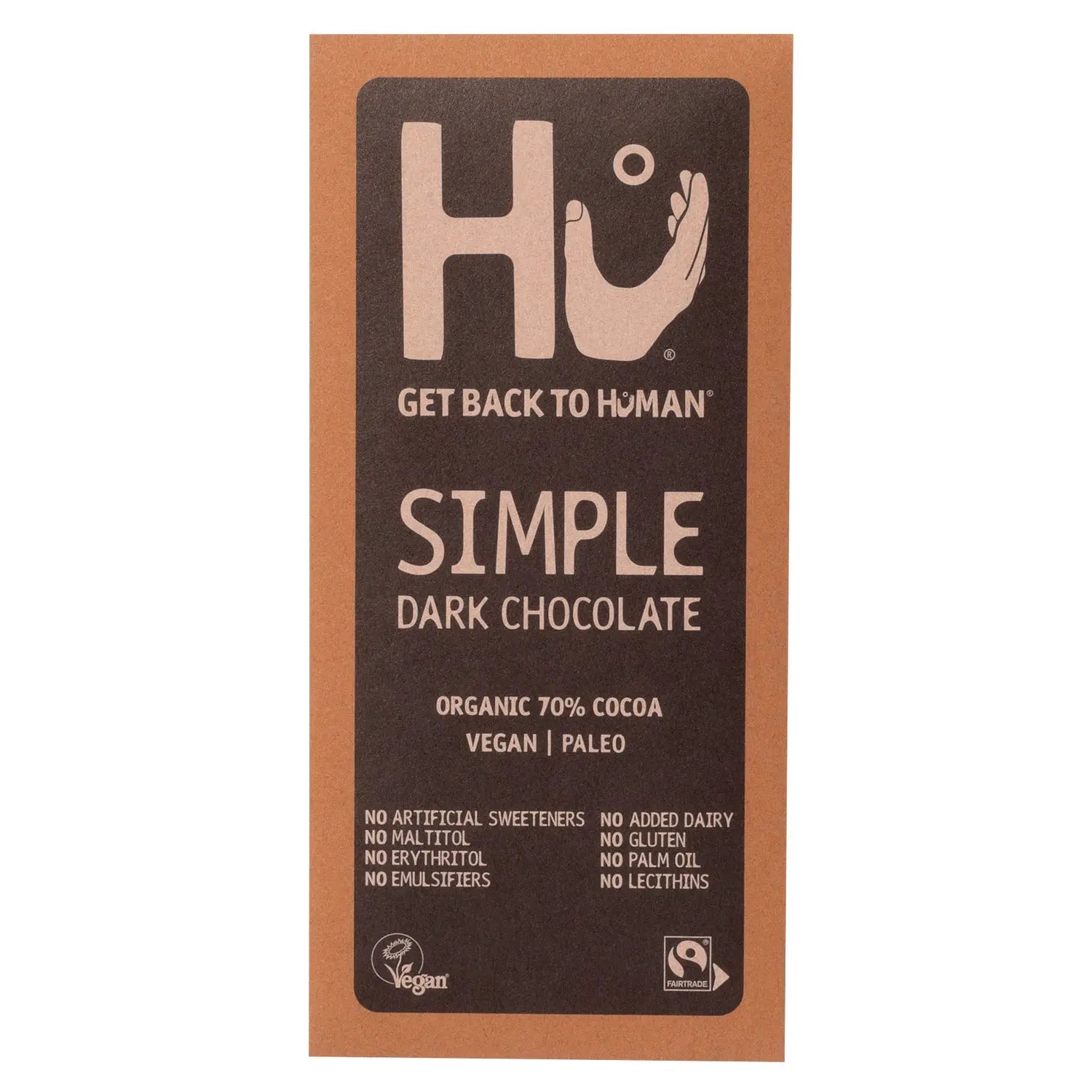 Hu Simple Dark 70% cocoa chocolate bar Jag Couture Chocolates
