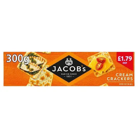 Jacobs Cream Crackers Original 300g (Case of 12) Jacobs Cream Crackers Original 300g (Case of 12)
