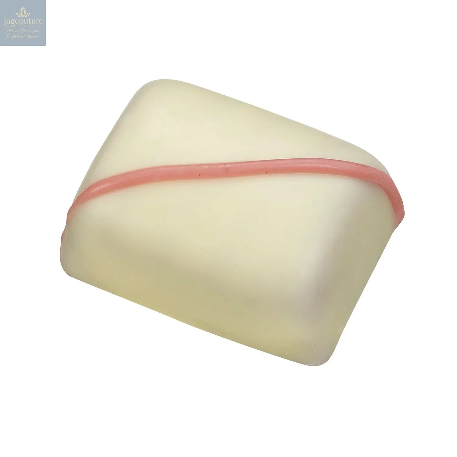 Jam roly poly - white chocolate with a milk chocolate and raspberry cream 14g - Jag Couture Chocolates
