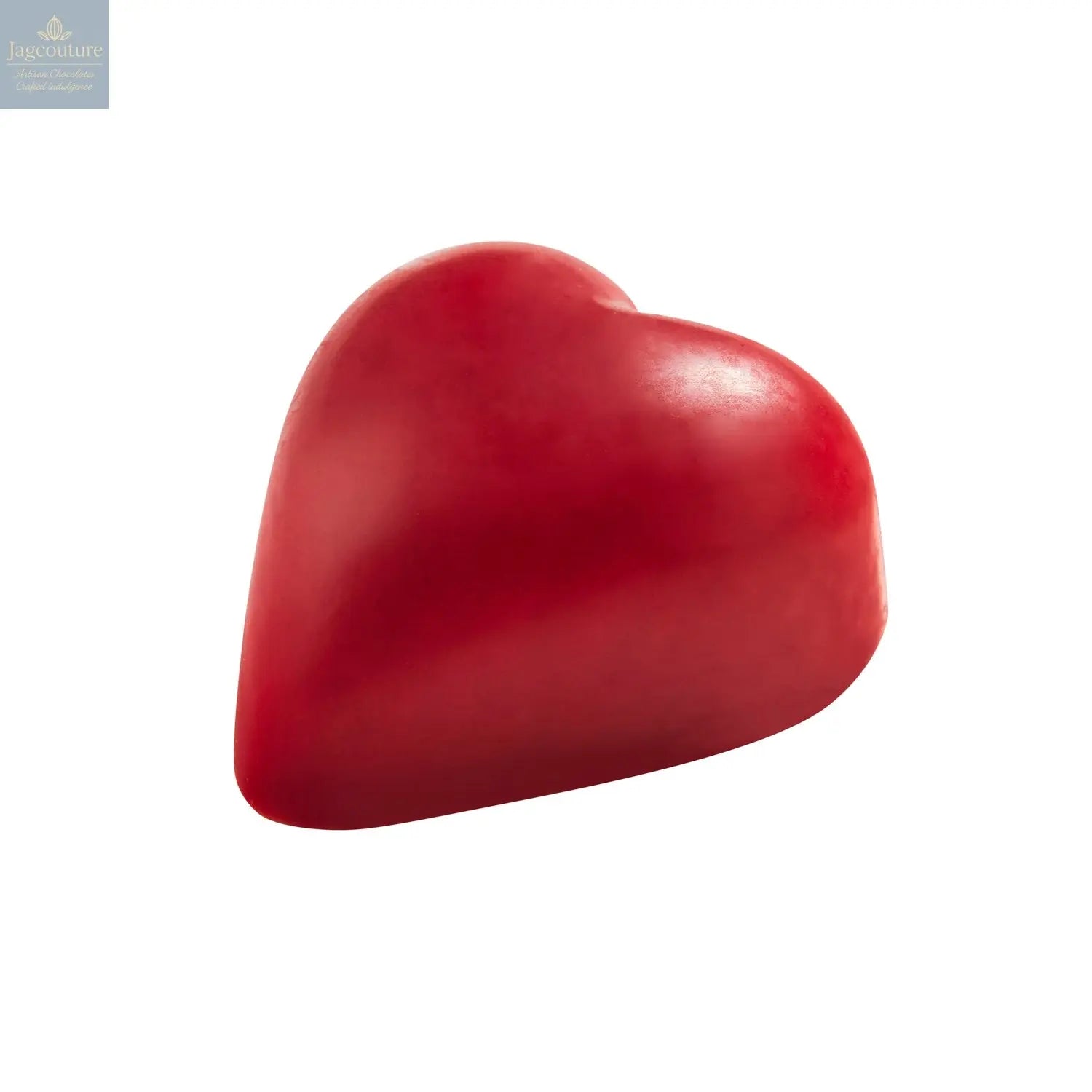 Julio - red coloured white chocolate heart with praline 14g - Jag Couture Chocolates