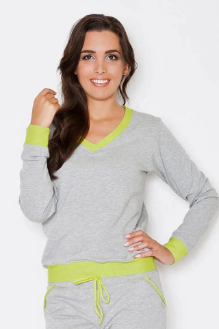 Katrus grey cotton sweatshirt with long sleeves Katrus grey cotton sweatshirt with long sleeves