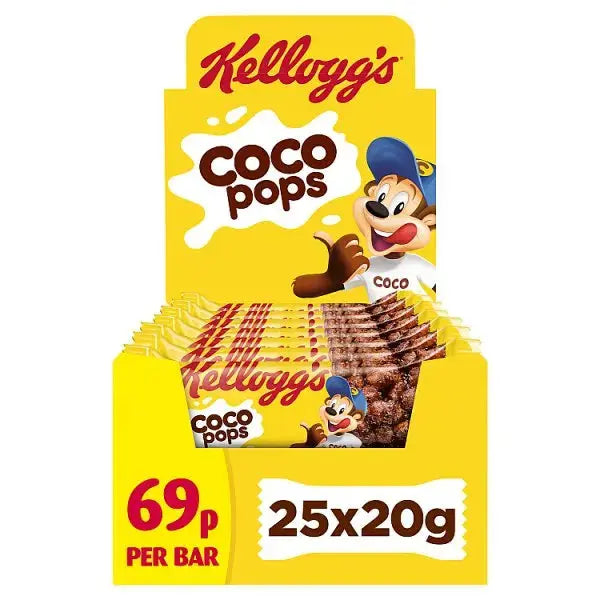 Kellogg's Coco Pops Cereal Snack Bar 20 x 20g (Case of 25)