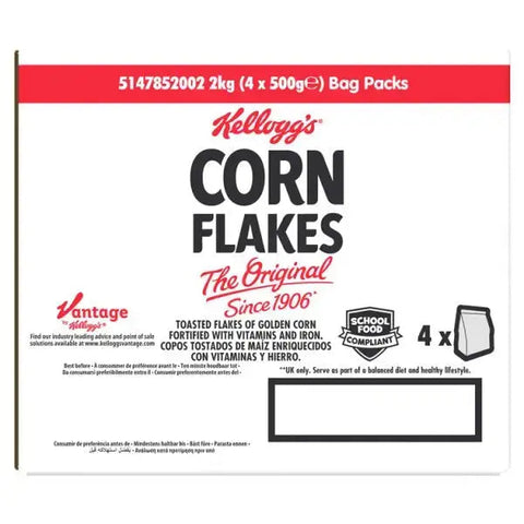 Kellogg's Corn Flakes Cereal Bag Pack 4 x 500g (2kg) Kellogg's Corn Flakes Cereal Bag Pack 4 x 500g (2kg)