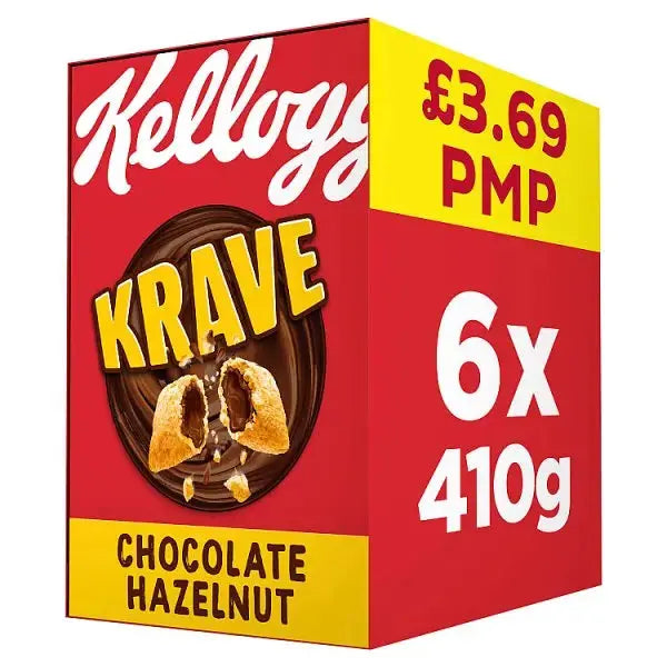 Kellogg's Krave Chocolate Hazelnut Breakfast Cereal 6x410g (Case of 6)
