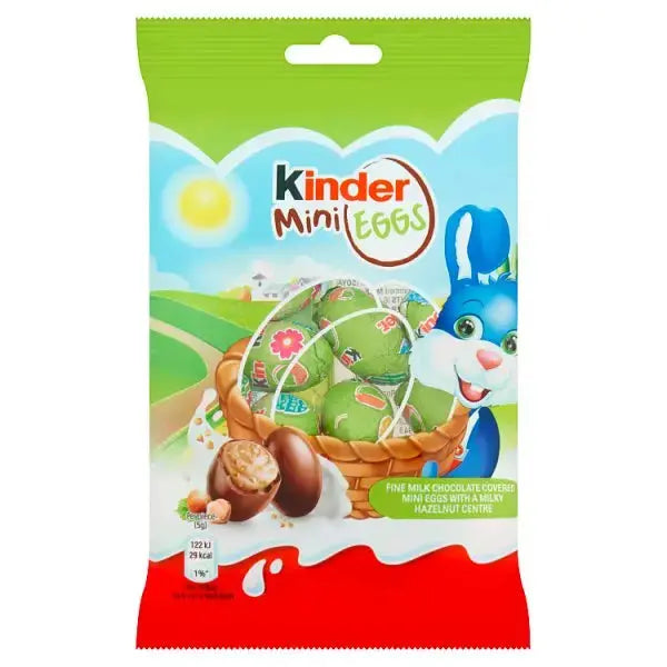 Kinder Milk Chocolate & Hazelnut Mini Easter Eggs Snack Bag 75g (Case of 22)