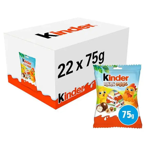 Kinder Milk Chocolate & Hazelnut Mini Easter Eggs Snack Bag 75g (Case of 22) Kinder Milk Chocolate & Hazelnut Mini Easter Eggs Snack Bag 75g (Case of 22)