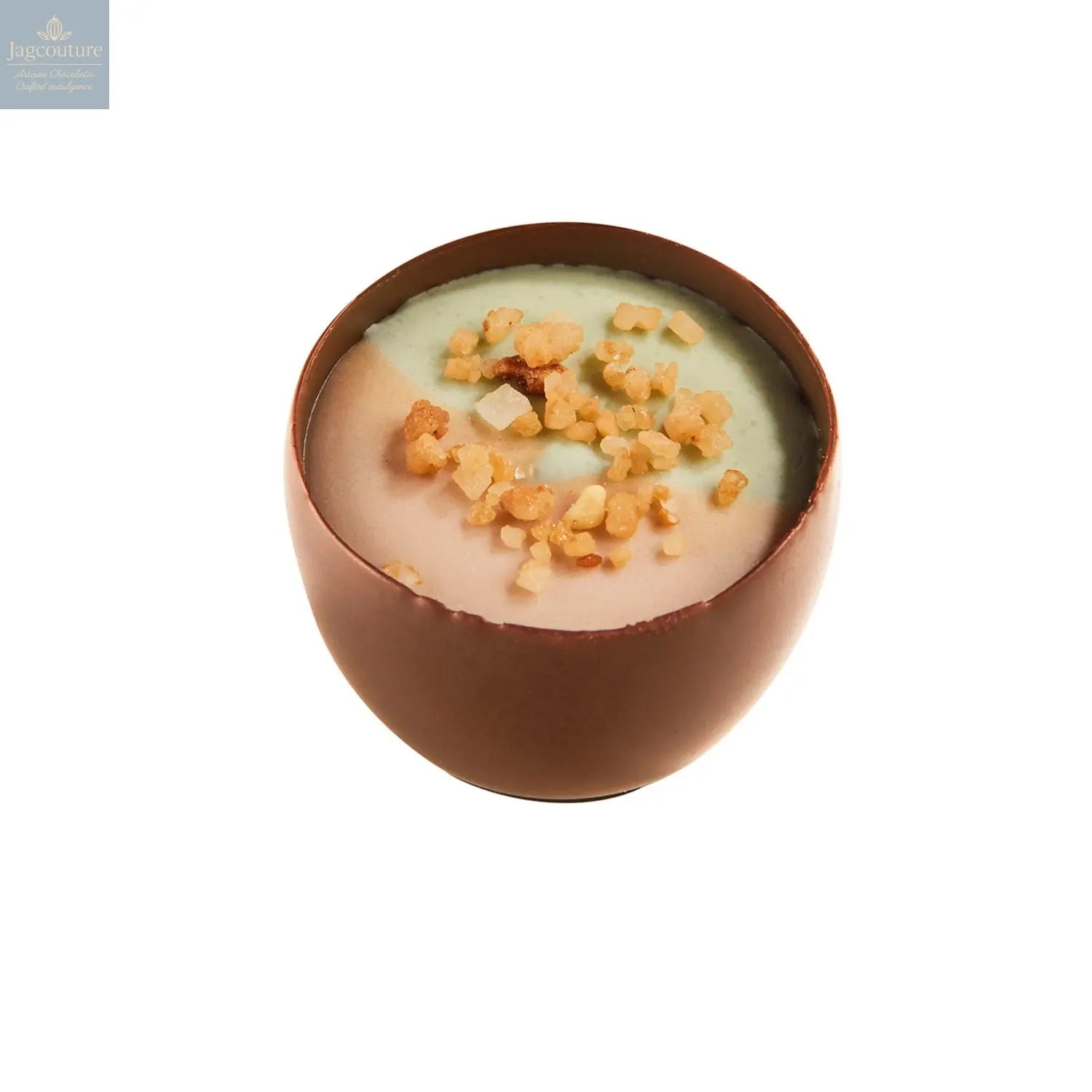 Kitty - apple ganache with a duo of apple and almond ganache crème topping 14.5g - Jag Couture Chocolates