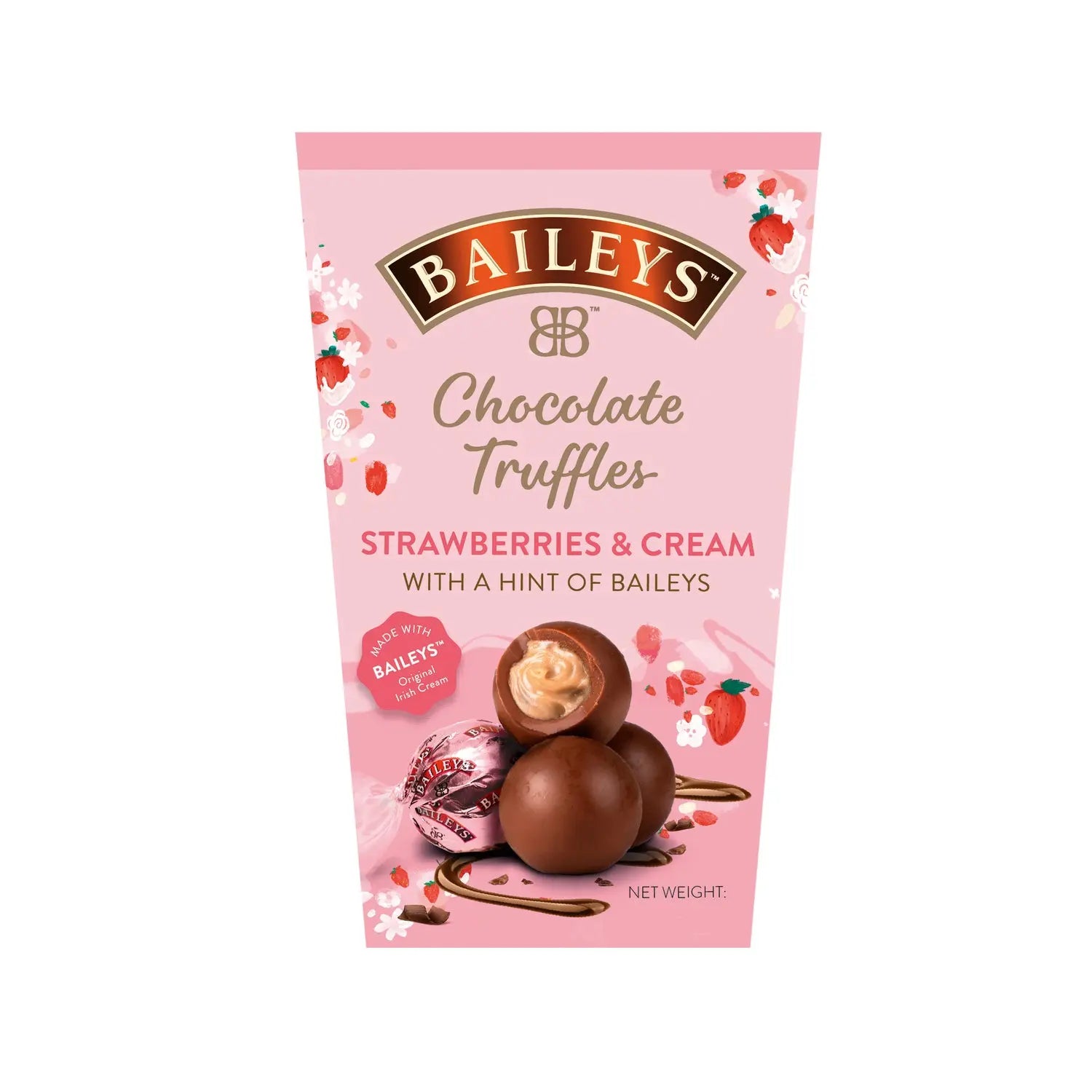 Baileys strawberry & cream twist wrapped truffles in carton Jag Couture Chocolates