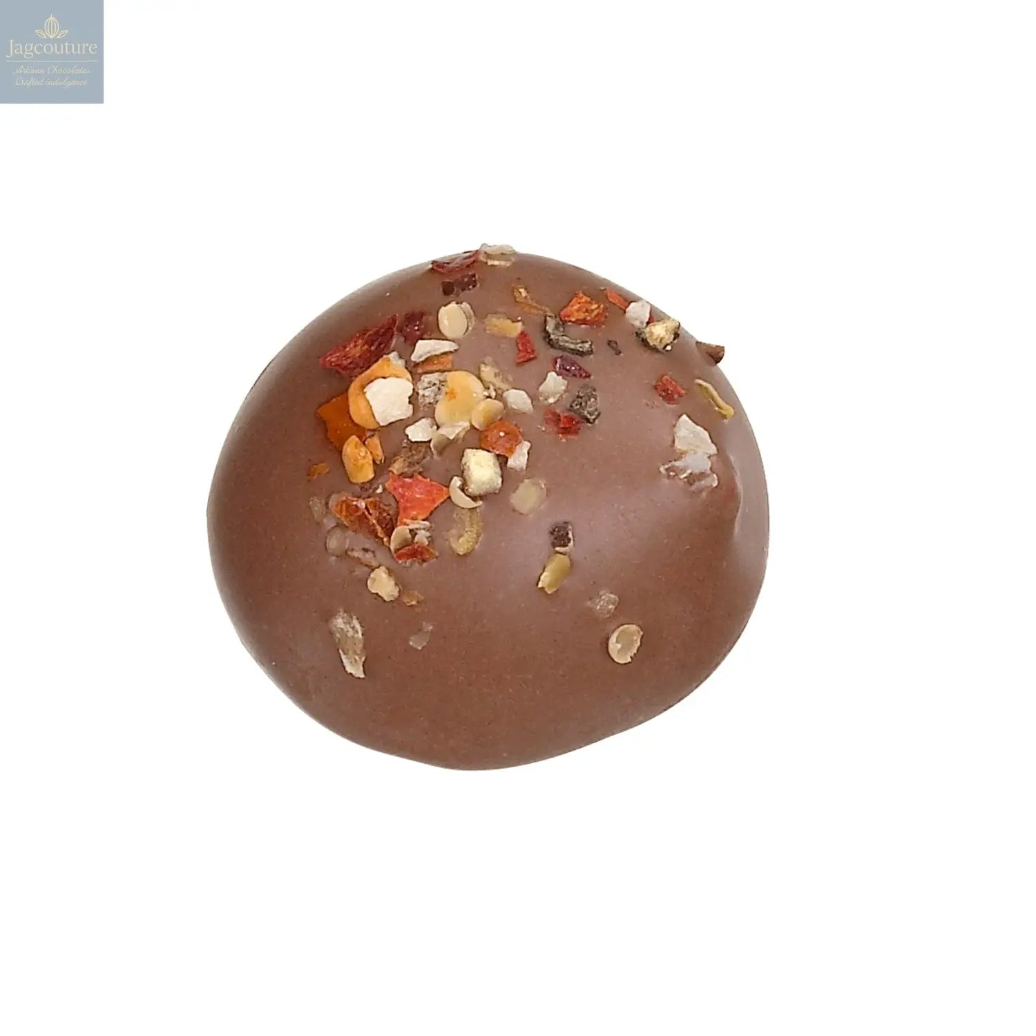 Mango, ginger & chilli - milk chocolate mousse with chilli sprinkles 13.9g - Jag Couture Chocolates