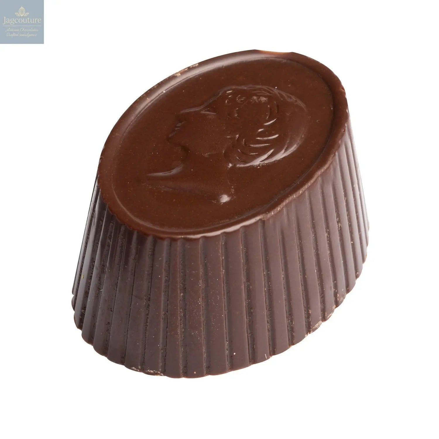 Medallion - amaretto flavoured ganache cream in milk chocolate 15.6g - Jag Couture Chocolates