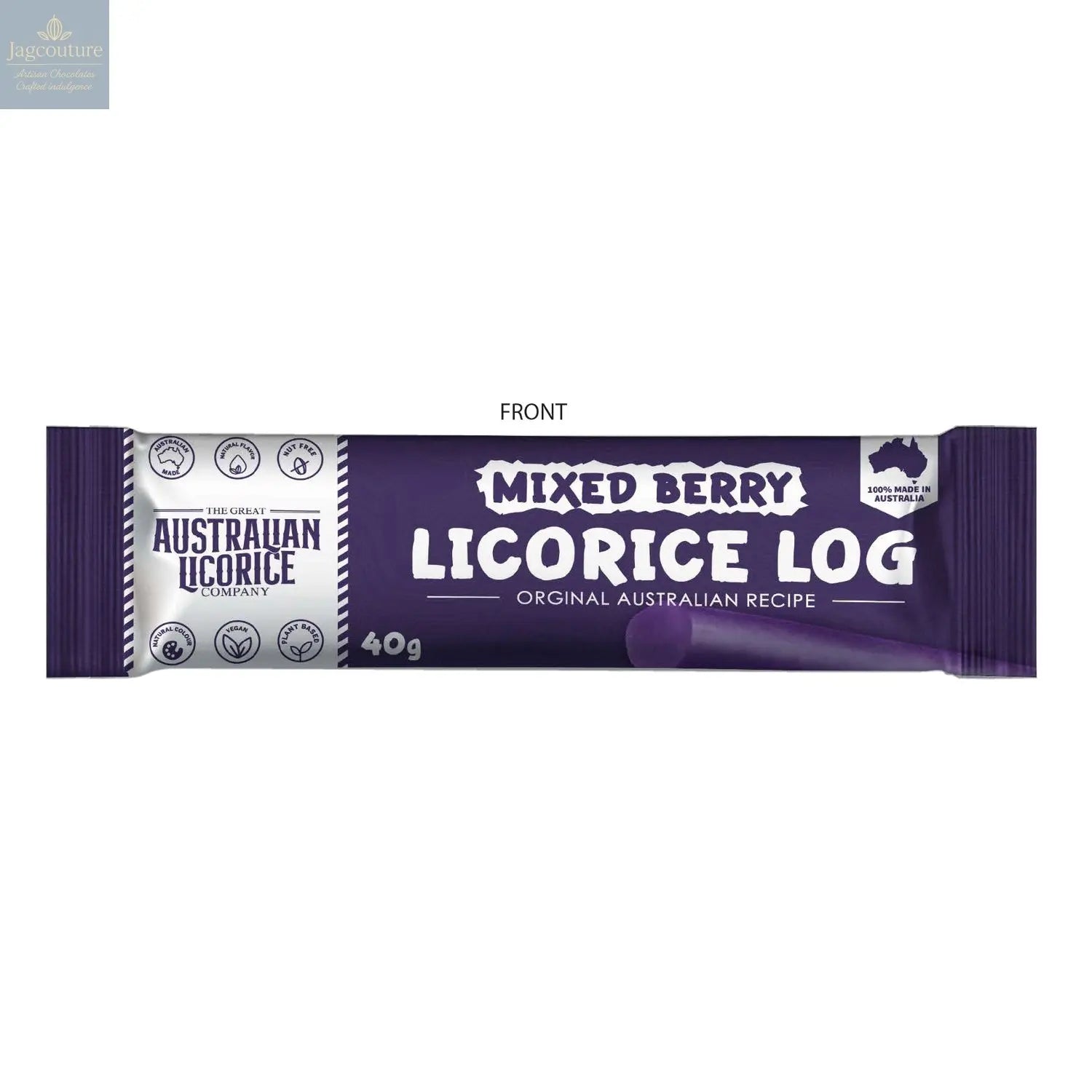 Mixed berry flavoured licorice log Jag Couture Chocolates