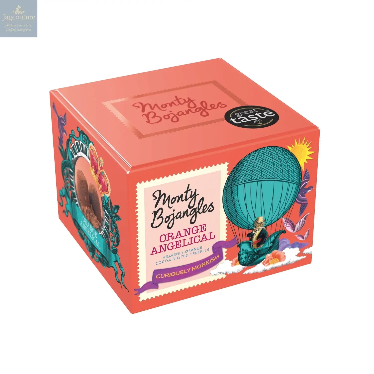 Orange Angelical gift box of cocoa dusted truffles with candied orange peel - Jag Couture Chocolates