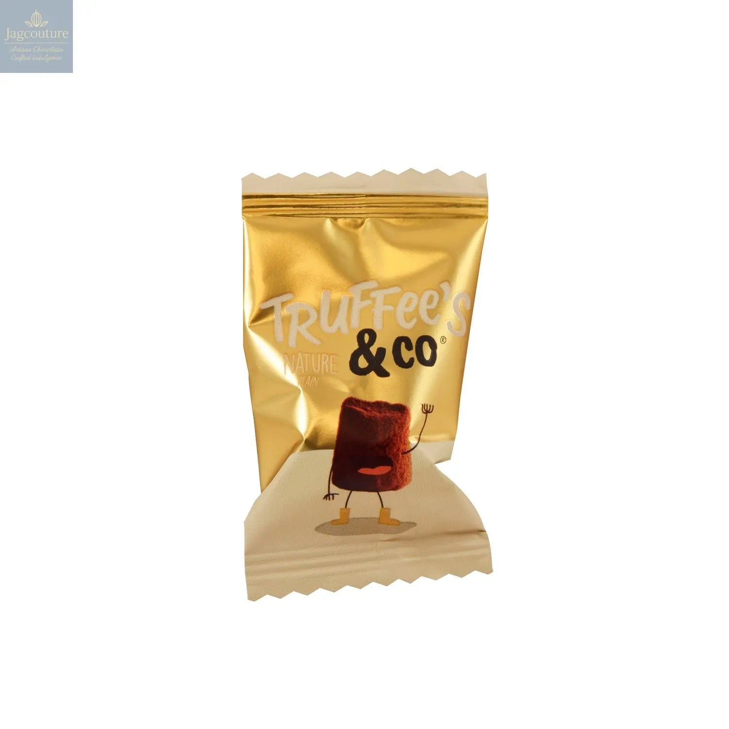 Plain - cocoa dusted French truffles in gold flow wrap. approx 400pcs - Jag Couture Chocolates