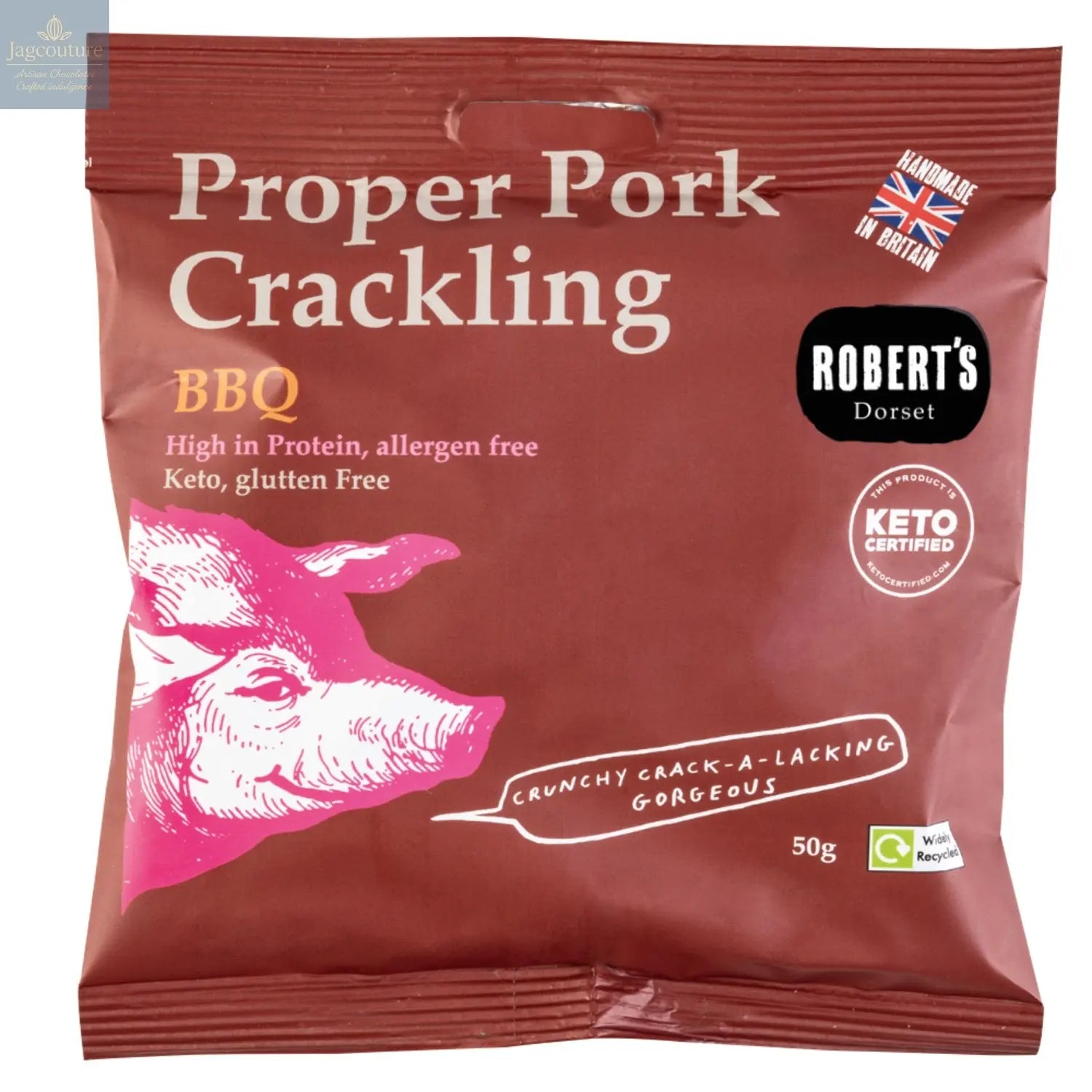 Proper Pork Crackling flavoured with BBQ - VAT FREE Jag Couture Chocolates