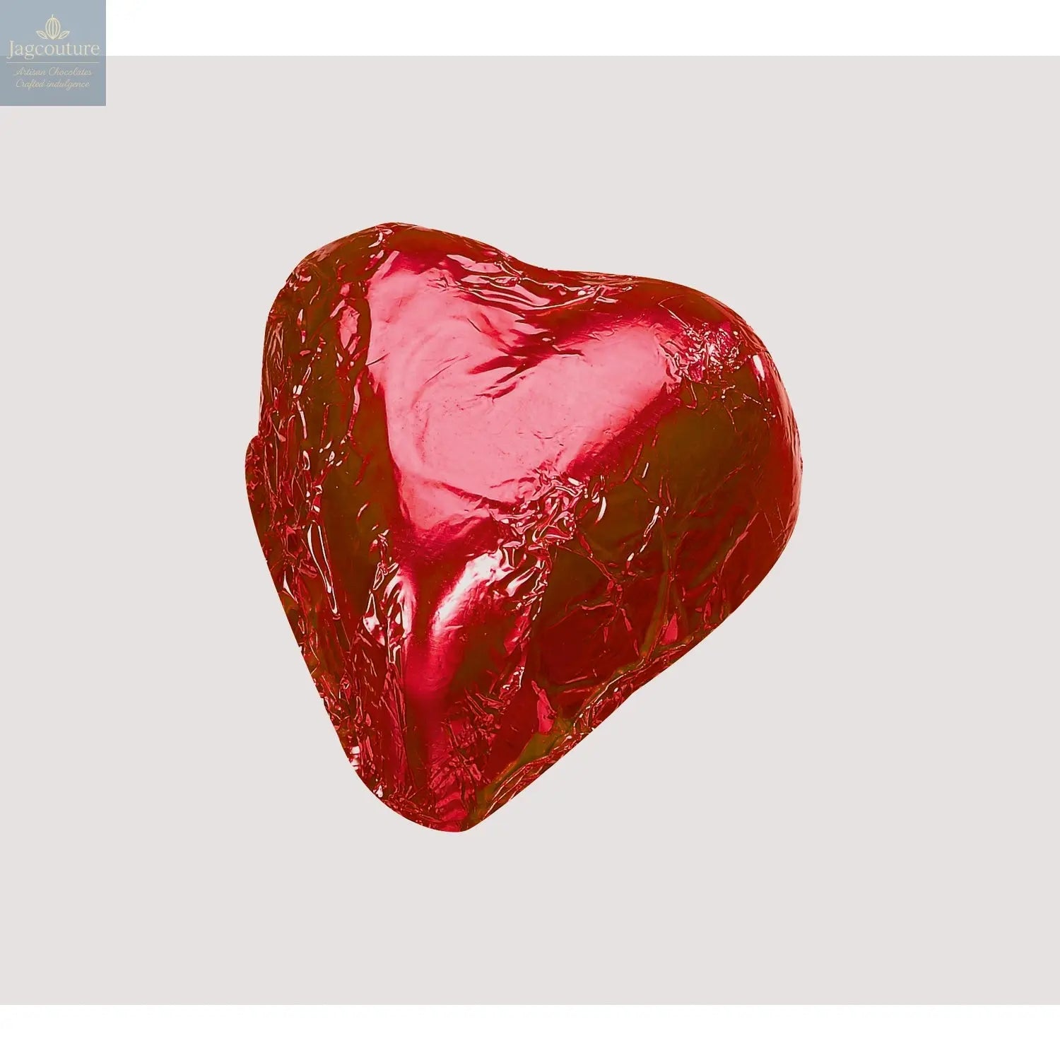 Red foiled heart - milk chocolate with praline 11g - Jag Couture Chocolates