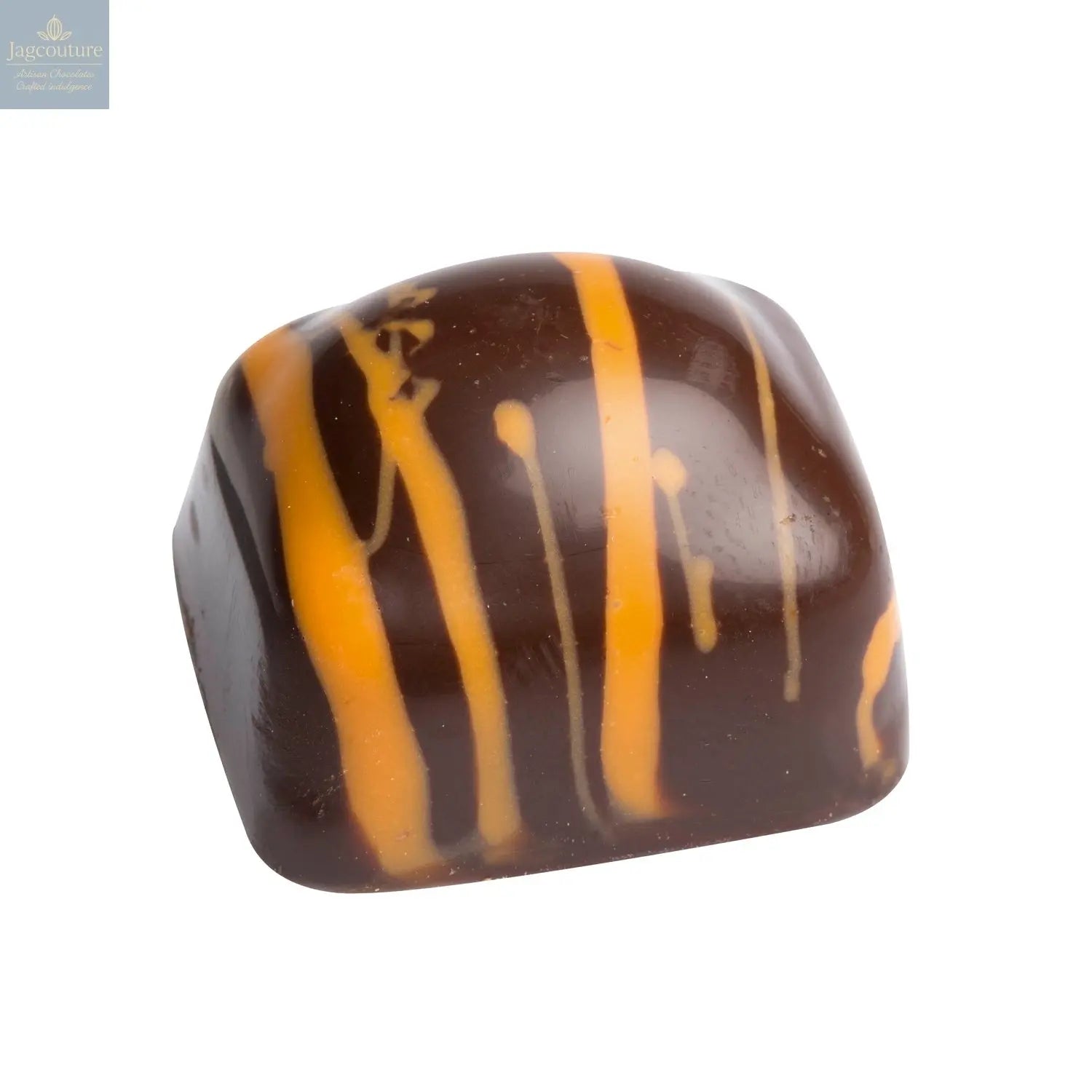 Safari - orange flavoured praline in dark chocolate 18.2g - Jag Couture Chocolates