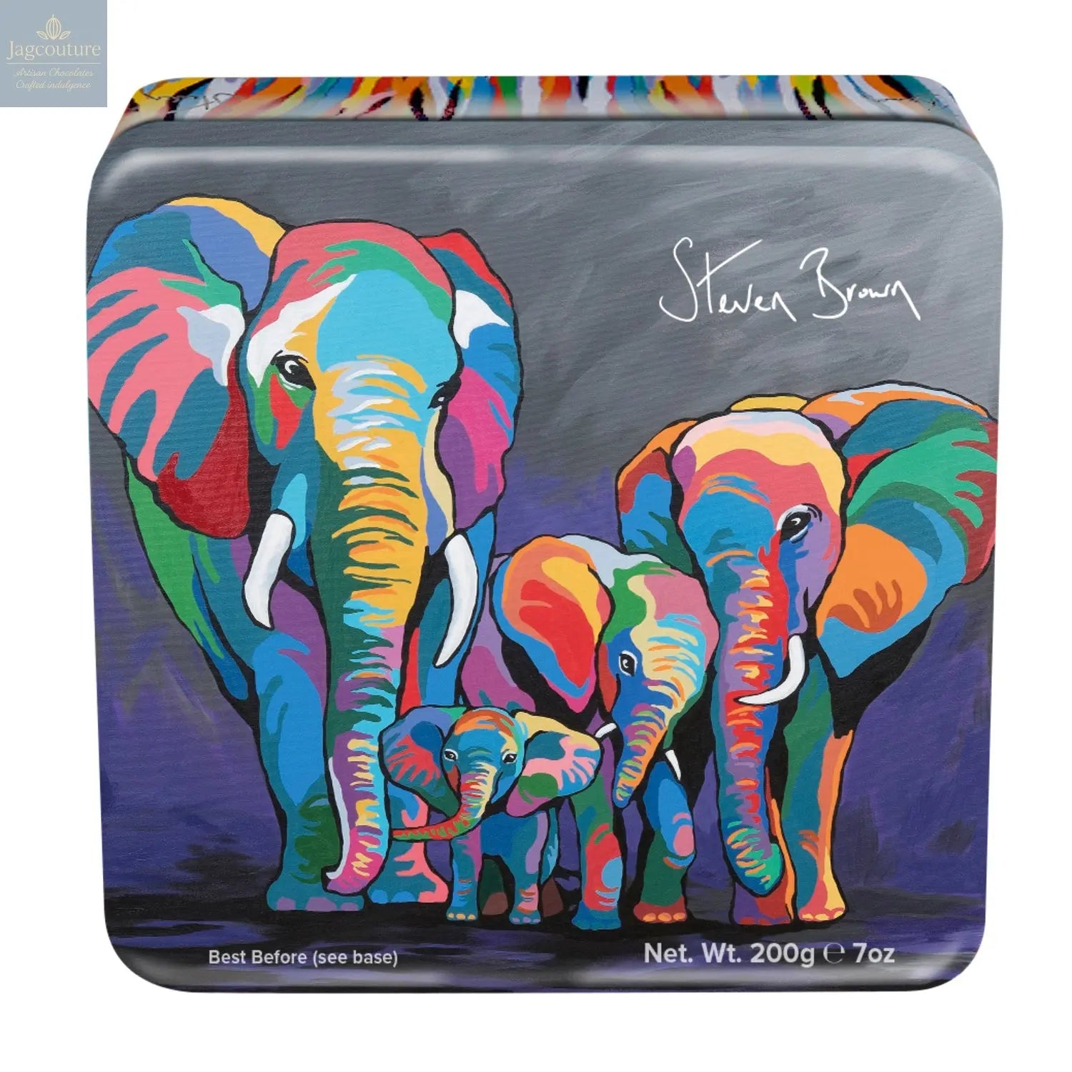Steven Brown Allan & Jackie McZoo clotted cream fudge in square tin Jag Couture Chocolates