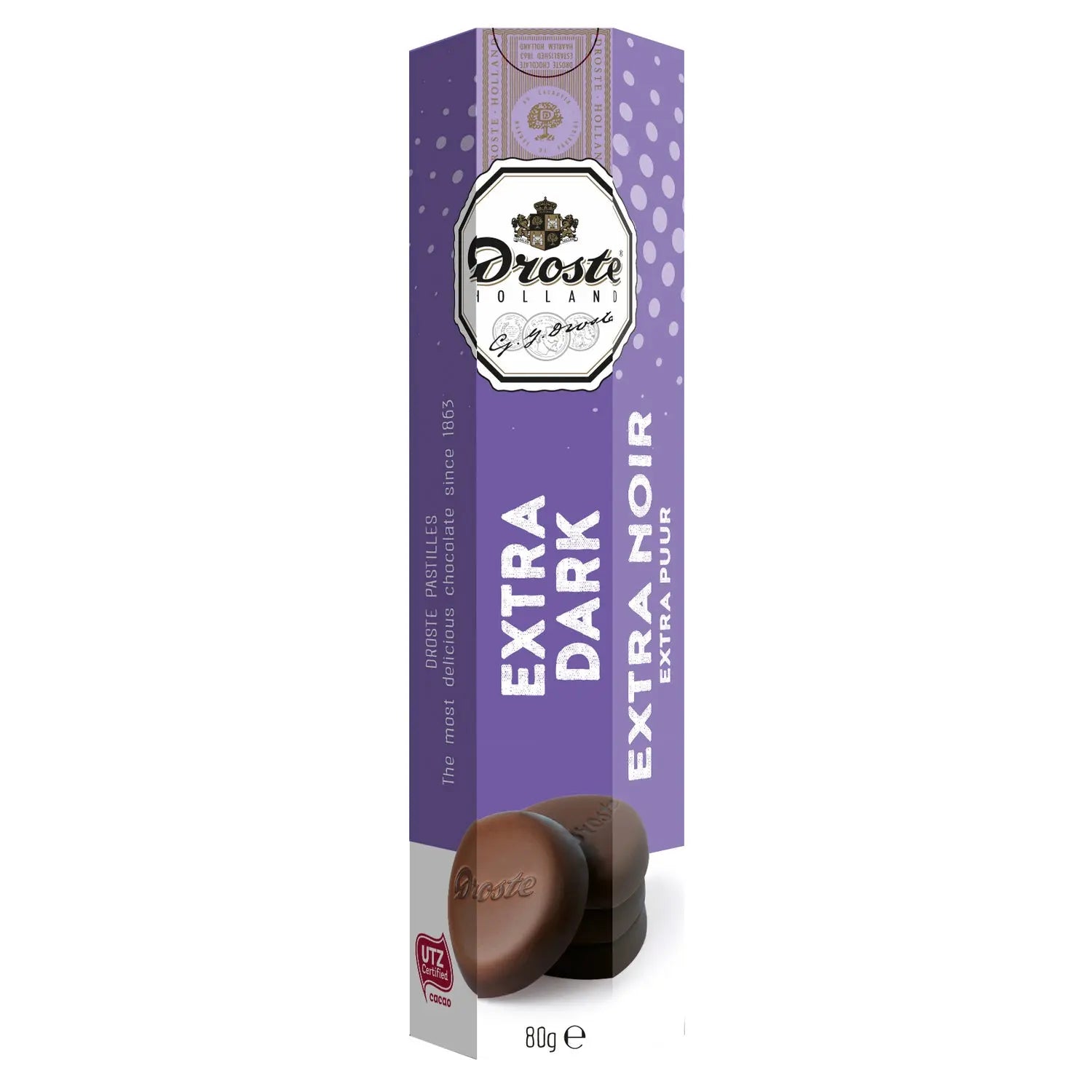 Extra dark chocolate pastilles in tube Jag Couture Chocolates