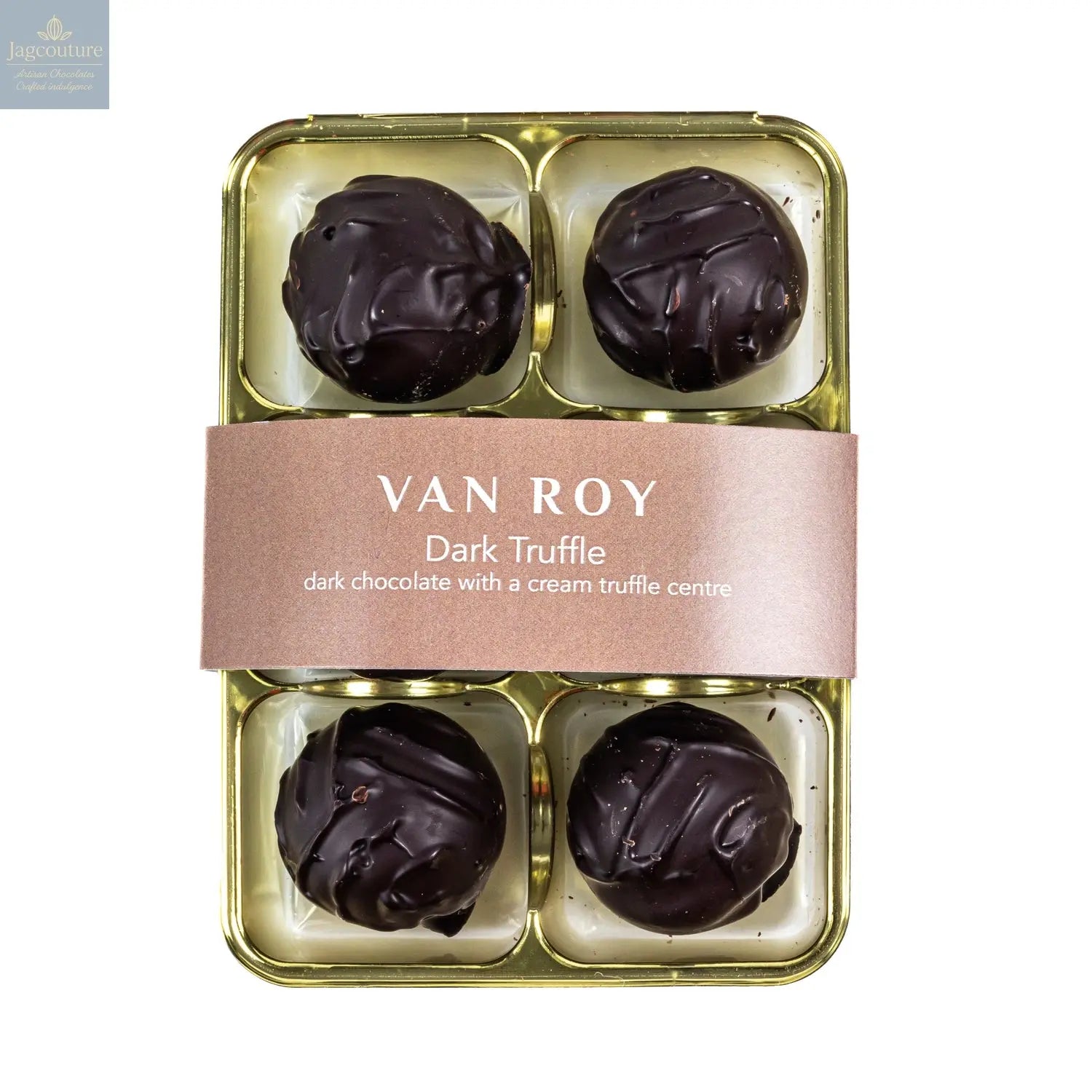 Van Roy 6 pack of dark chocolate truffles in cello - Jag Couture Chocolates