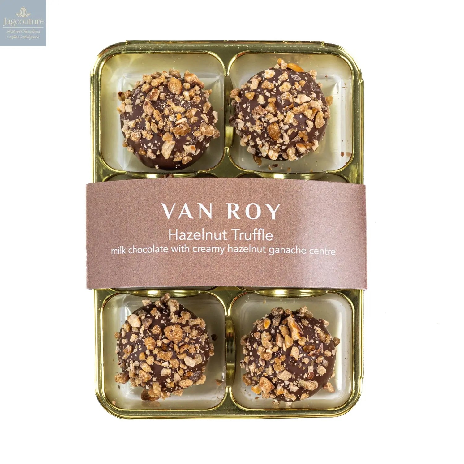 Van Roy 6 pack of hazelnut truffles in cello - Jag Couture Chocolates