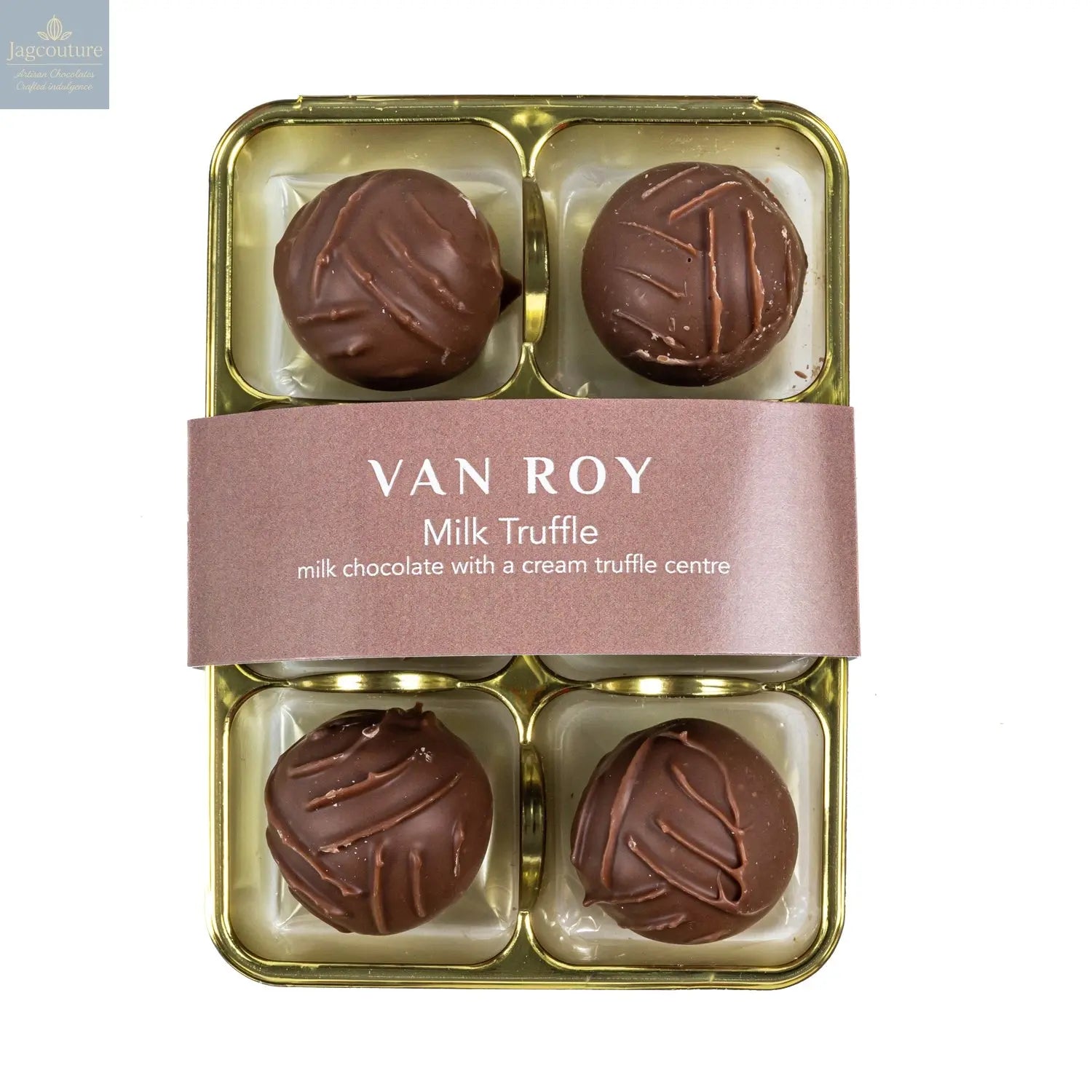 Van Roy 6 pack of milk chocolate truffles in cello - Jag Couture Chocolates