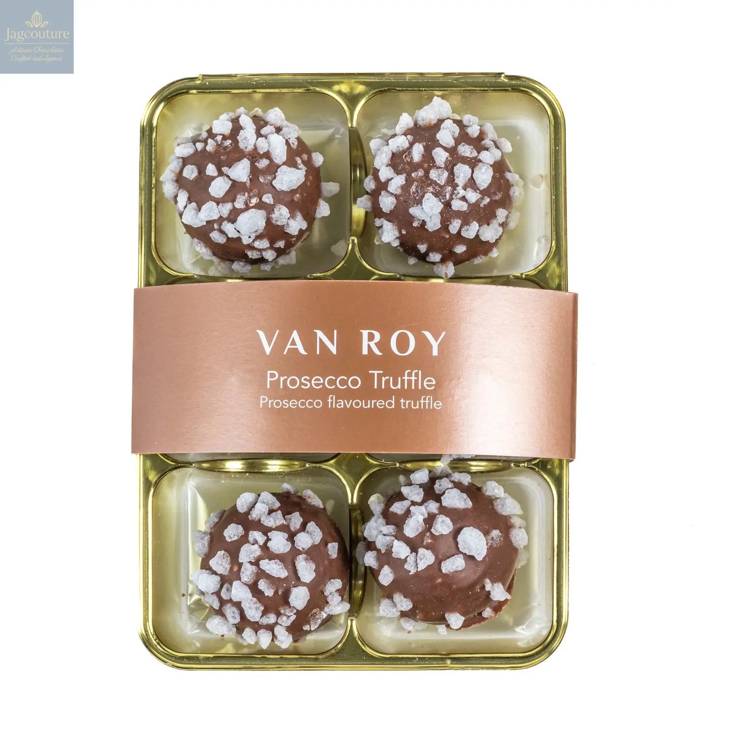 Van Roy 6 pack of prosecco truffles in cello - Jag Couture Chocolates