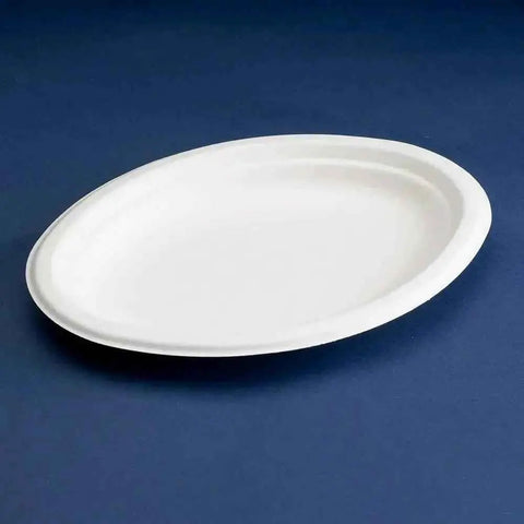 Jena Eco 50 Compostable 32cm Bagasse Oval Plates Jena Eco 50 Compostable 32cm Bagasse Oval Plates