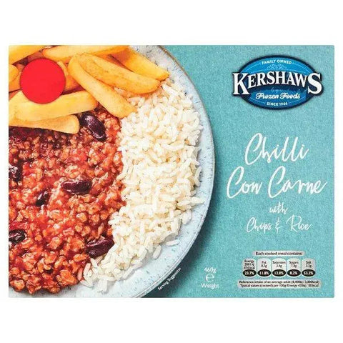 Kershaws Chilli Con Carne with Chips & Rice 460g Kershaws Chilli Con Carne with Chips & Rice 460g