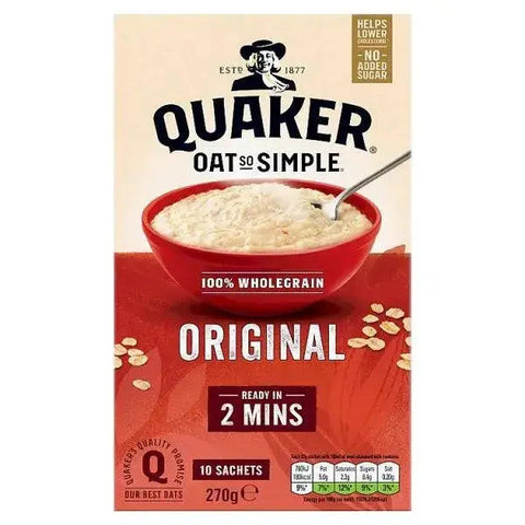 Quaker Oat So Simple Original Porridge Sachets 10x27g (Case of 9) Quaker Oat So Simple Original Porridge Sachets 10x27g (Case of 9)