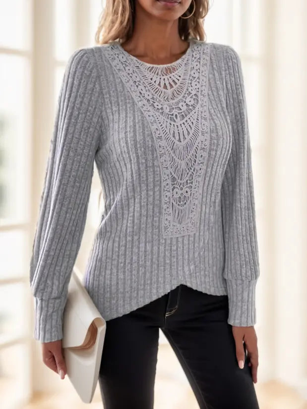 Lace Splicing Crew Neck T-shirt